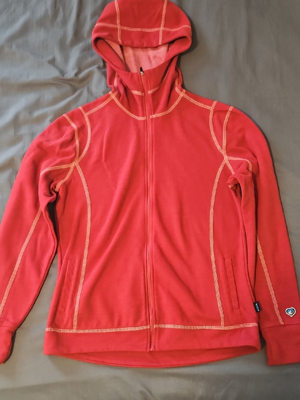 Kuhl Women's Red Zip-Up Hooded Fleece with Contrast Stitching